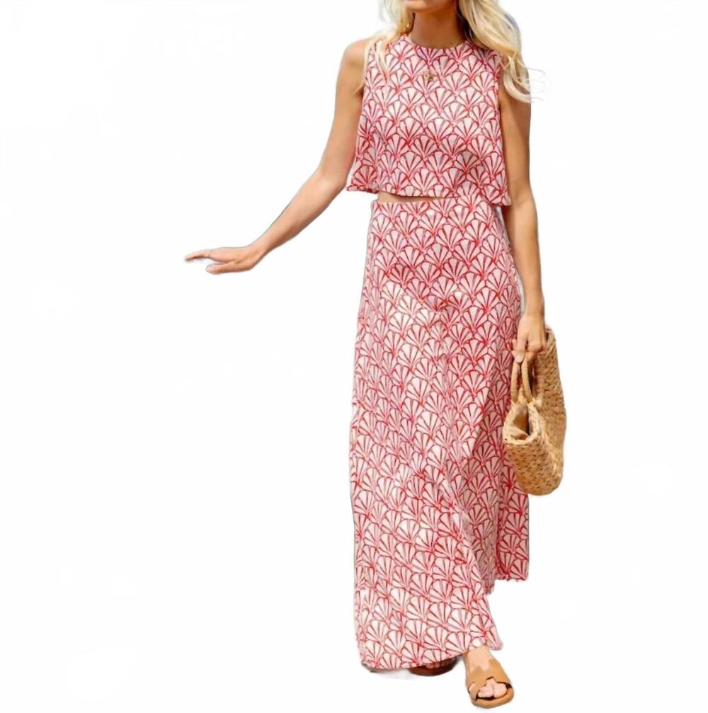 NEW SAIL TO SABLE shell maxi skirt set in pink